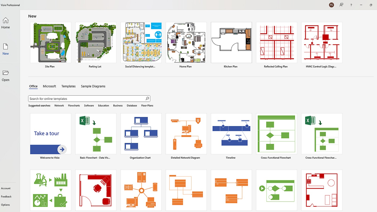 Visio 模板选择界面